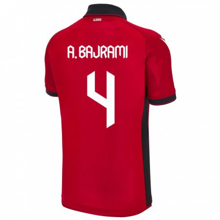 Kandiny Kinder Albanien Adrian Bajrami #4 Rot Heimtrikot Trikot 24-26 T-Shirt Österreich