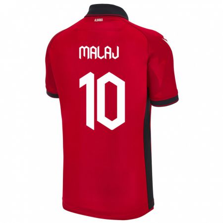 Kandiny Bambino Maglia Albania Tedi Malaj #10 Rosso Kit Gara Home 24-26 Maglietta