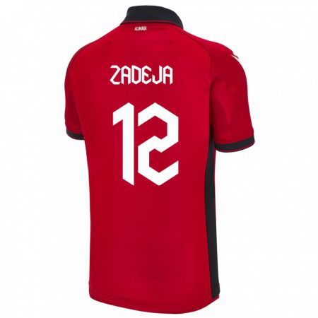 Kandiny Bambino Maglia Albania Darius Zadeja #12 Rosso Kit Gara Home 24-26 Maglietta