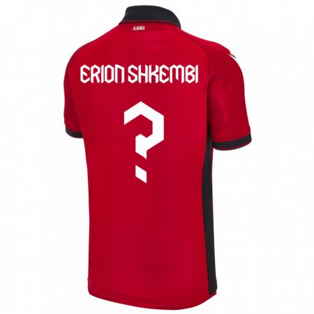 Kandiny Bambino Maglia Albania Erion Shkembi #0 Rosso Kit Gara Home 24-26 Maglietta