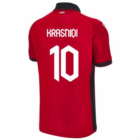 Kandiny Kinder Albanien Qëndresa Krasniqi #10 Rot Heimtrikot Trikot 24-26 T-Shirt Österreich