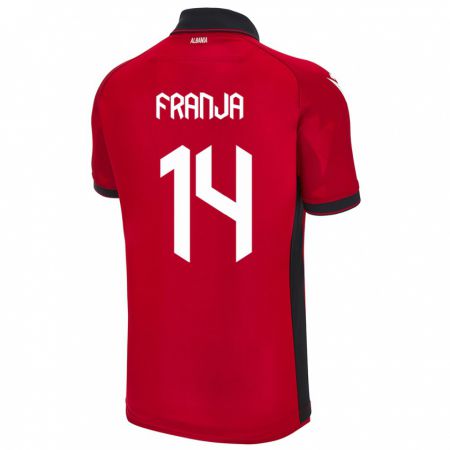 Kandiny Bambino Maglia Albania Ezmiralda Franja #14 Rosso Kit Gara Home 24-26 Maglietta