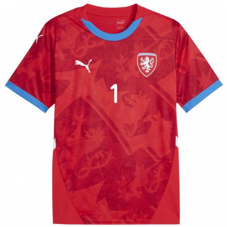 Kandiny Bambino Maglia Cechia Lukas Franc #1 Rosso Kit Gara Home 24-26 Maglietta