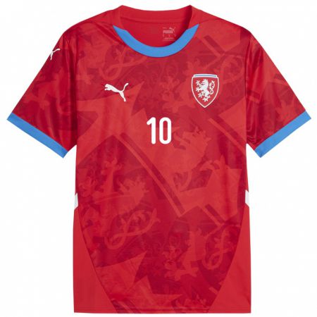 Kandiny Bambino Maglia Cechia Patrik Schick #10 Rosso Kit Gara Home 24-26 Maglietta