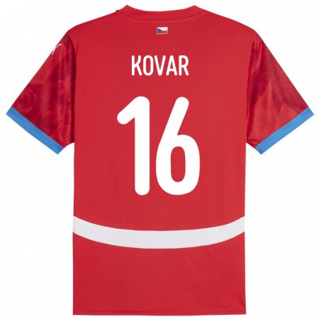 Kandiny Bambino Maglia Cechia Matej Kovar #16 Rosso Kit Gara Home 24-26 Maglietta