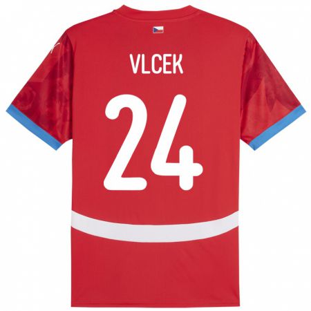 Kandiny Bambino Maglia Cechia Tomas Vlcek #24 Rosso Kit Gara Home 24-26 Maglietta