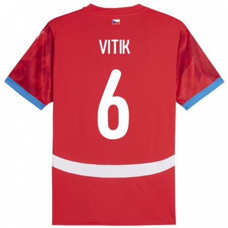 Kandiny Bambino Maglia Cechia Martin Vitík #6 Rosso Kit Gara Home 24-26 Maglietta