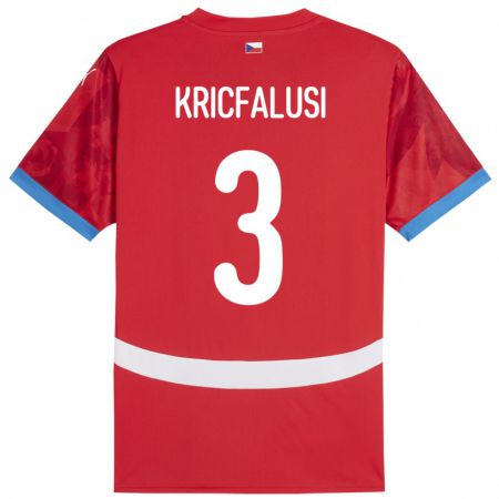 Kandiny Bambino Maglia Cechia Ondrej Kricfalusi #3 Rosso Kit Gara Home 24-26 Maglietta