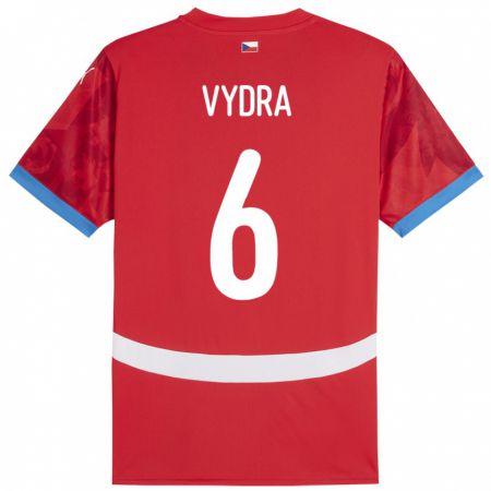 Kandiny Kinderen Tsjechië Patrik Vydra #6 Rood Thuisshirt Thuistenue 24-26 T-Shirt