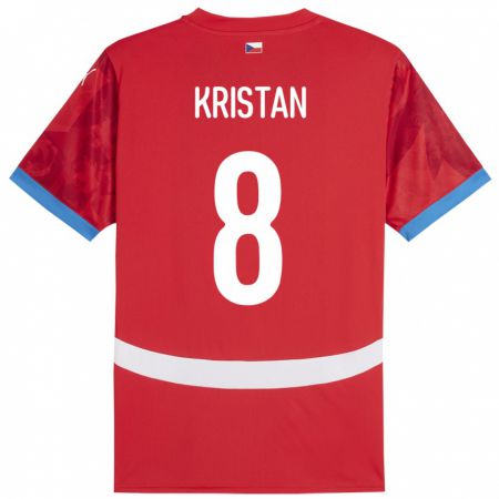 Kandiny Kinderen Tsjechië Jakub Kristan #8 Rood Thuisshirt Thuistenue 24-26 T-Shirt