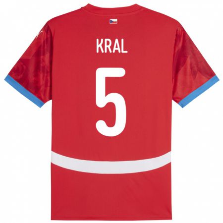 Kandiny Kinder Tschechien Tomas Kral #5 Rot Heimtrikot Trikot 24-26 T-Shirt Österreich