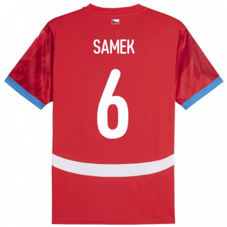 Kandiny Kinderen Tsjechië Daniel Samek #6 Rood Thuisshirt Thuistenue 24-26 T-Shirt België