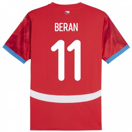 Kandiny Bambino Maglia Cechia Stepan Beran #11 Rosso Kit Gara Home 24-26 Maglietta