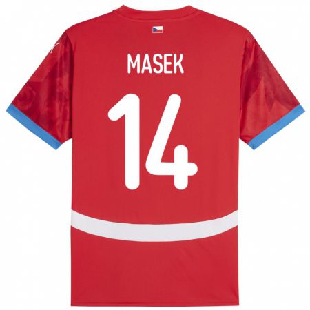 Kandiny Kinderen Tsjechië Lukas Masek #14 Rood Thuisshirt Thuistenue 24-26 T-Shirt