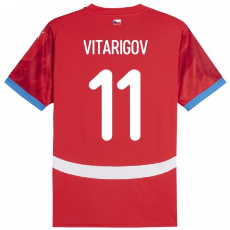 Kandiny Kinder Tschechien Arsen Vitarigov #11 Rot Heimtrikot Trikot 24-26 T-Shirt Österreich