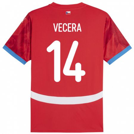 Kandiny Kinder Tschechien Filip Vecera #14 Rot Heimtrikot Trikot 24-26 T-Shirt Österreich