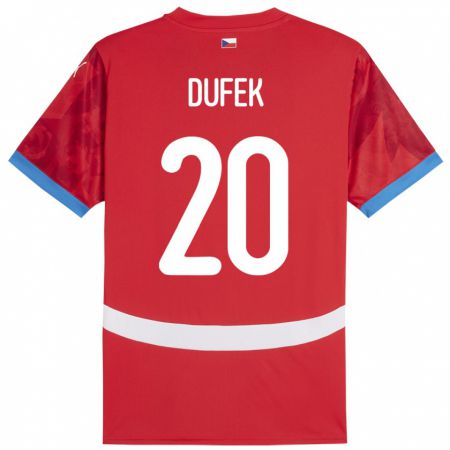 Kandiny Bambino Maglia Cechia Jakub Dufek #20 Rosso Kit Gara Home 24-26 Maglietta