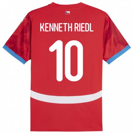 Kandiny Bambino Maglia Cechia Victor Kenneth Riedl #10 Rosso Kit Gara Home 24-26 Maglietta