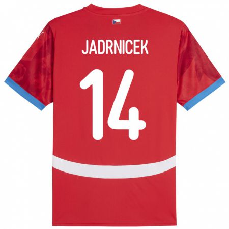 Kandiny Kinderen Tsjechië Nikola Jadrnicek #14 Rood Thuisshirt Thuistenue 24-26 T-Shirt