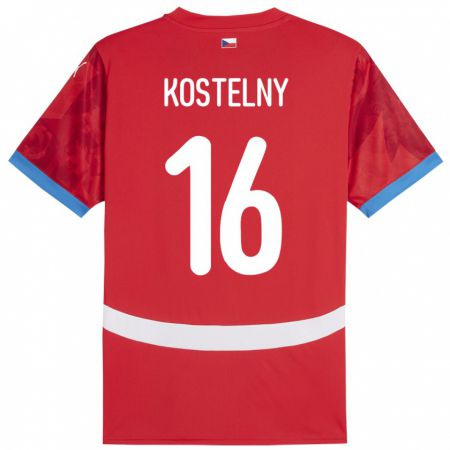 Kandiny Bambino Maglia Cechia Krystof Kostelny #16 Rosso Kit Gara Home 24-26 Maglietta