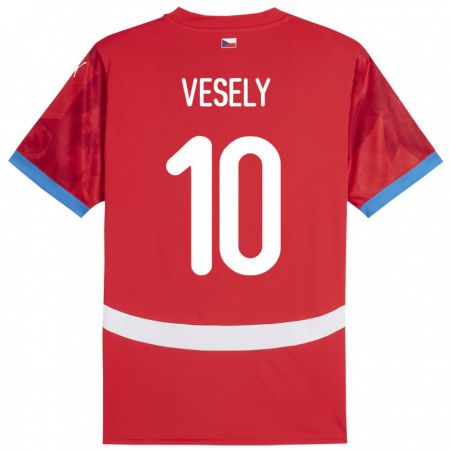 Kandiny Kinderen Tsjechië David Vesely #10 Rood Thuisshirt Thuistenue 24-26 T-Shirt België