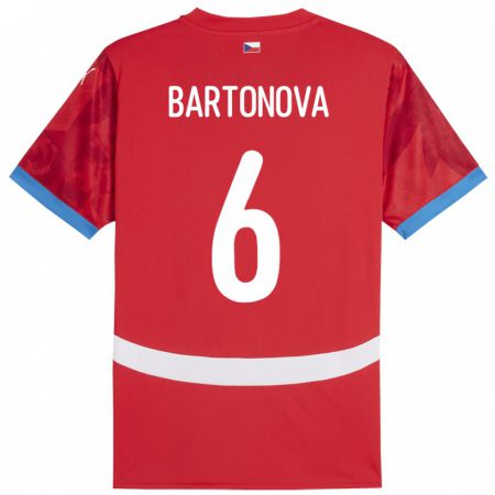 Kandiny Bambino Maglia Cechia Eva Bartoňová #6 Rosso Kit Gara Home 24-26 Maglietta