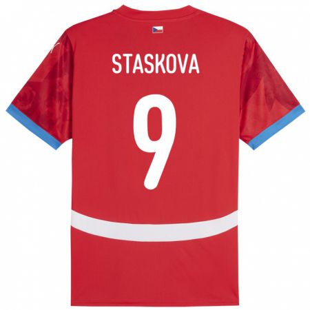 Kandiny Kinderen Tsjechië Andrea Stašková #9 Rood Thuisshirt Thuistenue 24-26 T-Shirt België