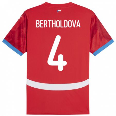 KandinyキッズチェコPetra Bertholdová#4赤ホームシャツ24-26ジャージーユニフォーム