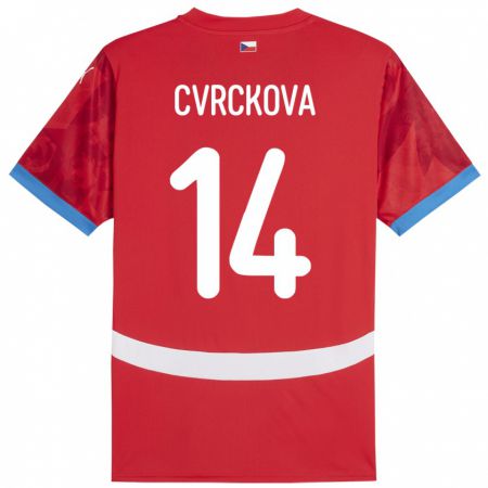 Kandiny Bambino Maglia Cechia Klára Cvrčková #14 Rosso Kit Gara Home 24-26 Maglietta