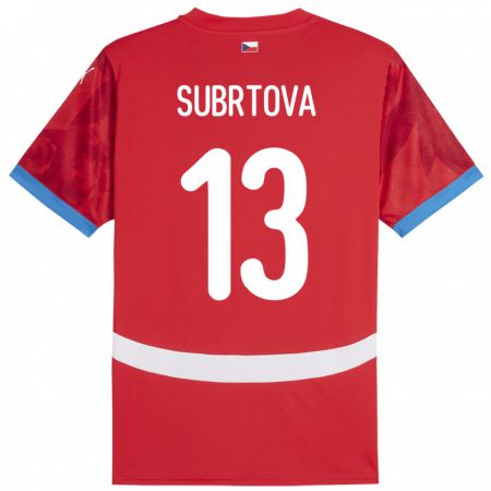 Kandiny Bambino Maglia Cechia Anna Šubrtová #13 Rosso Kit Gara Home 24-26 Maglietta