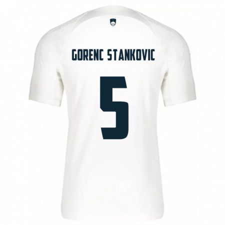 Kandiny Kinderen Slovenië Jon Gorenc Stankovic #5 Wit Thuisshirt Thuistenue 24-26 T-Shirt België