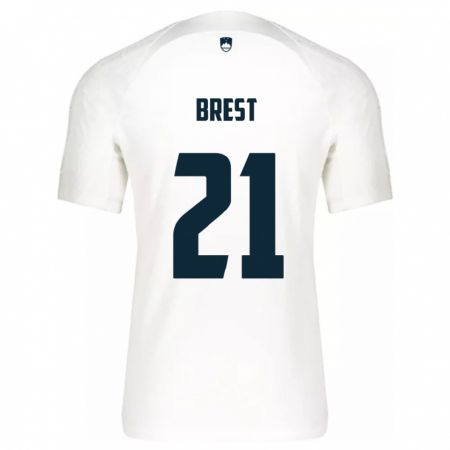 Kandiny Bambino Maglia Slovenia Marko Brest #21 Bianco Kit Gara Home 24-26 Maglietta