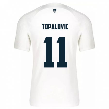 Kandiny Kinderen Slovenië Luka Topalovic #11 Wit Thuisshirt Thuistenue 24-26 T-Shirt België