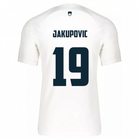 Kandiny Kinderen Slovenië Aldin Jakupovic #19 Wit Thuisshirt Thuistenue 24-26 T-Shirt België