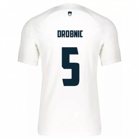 KandinyキッズスロベニアDominik Drobnic#5白ホームシャツ24-26ジャージーユニフォーム