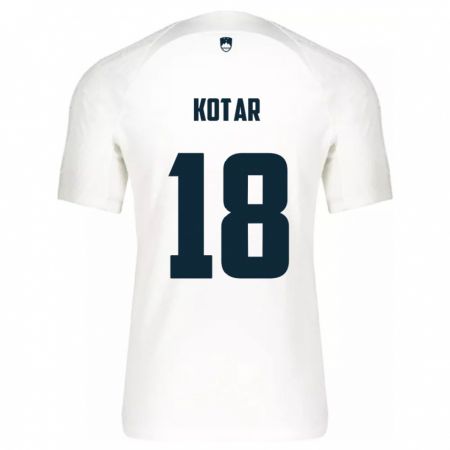 Kandiny Bambino Maglia Slovenia Tristan Kotar #18 Bianco Kit Gara Home 24-26 Maglietta