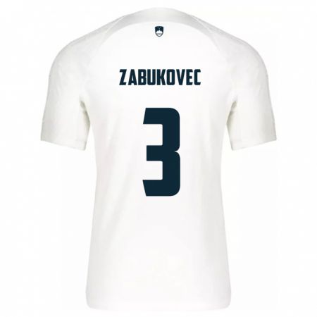 KandinyキッズスロベニアAnze Zabukovec#3白ホームシャツ24-26ジャージーユニフォーム