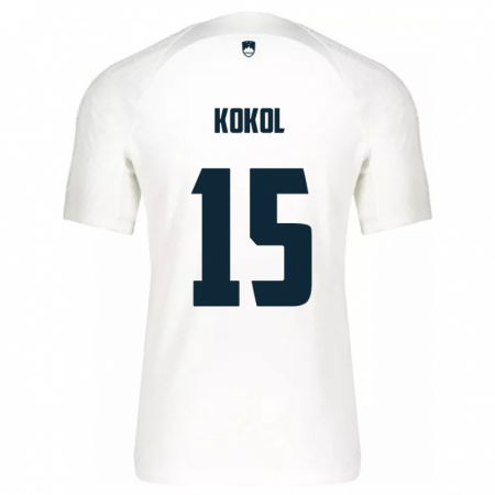 Kandiny Bambino Maglia Slovenia Luka Kokol #15 Bianco Kit Gara Home 24-26 Maglietta