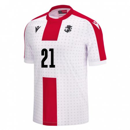 Kandiny Niño Camiseta Georgia Otar Mamageishvili #21 Blanco 1ª Equipación 24-26 La Camisa