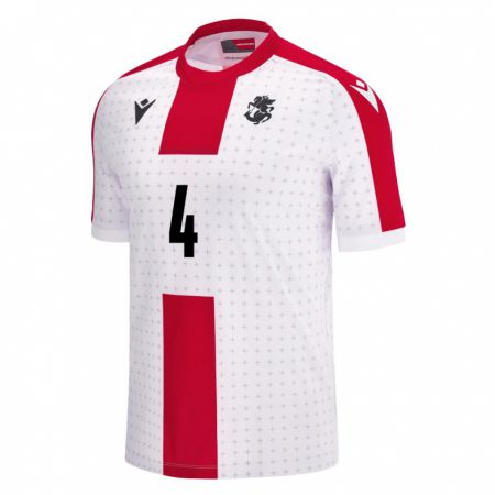 Kandiny Niño Camiseta Georgia Guram Kashia #4 Blanco 1ª Equipación 24-26 La Camisa