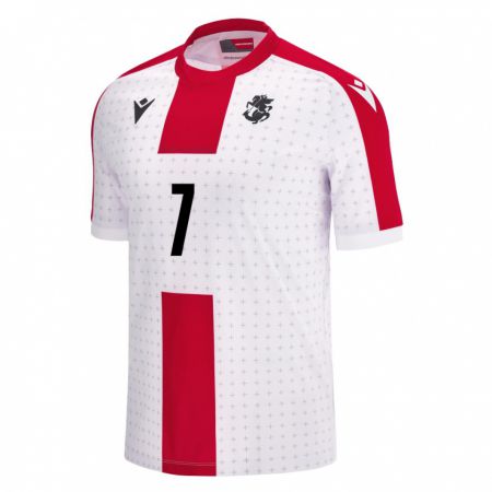 Kandiny Bambino Maglia Georgia Khvicha Kvaratskhelia #7 Bianco Kit Gara Home 24-26 Maglietta