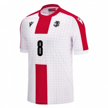 Kandiny Niño Camiseta Georgia Budu Zivzivadze #8 Blanco 1ª Equipación 24-26 La Camisa