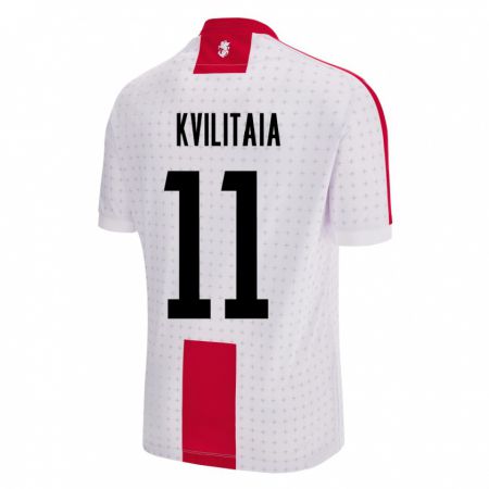 Kandiny Kinder Georgien Giorgi Kvilitaia #11 Weiß Heimtrikot Trikot 24-26 T-Shirt Österreich