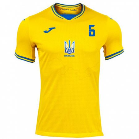 Kandiny Kinder Ukraine Borys Krushynskyi #6 Gelb Heimtrikot Trikot 24-26 T-Shirt Österreich