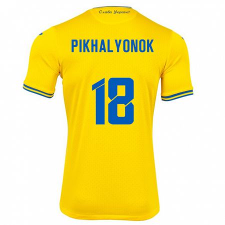 Kandiny Kinderen Oekraïne Oleksandr Pikhalyonok #18 Geel Thuisshirt Thuistenue 24-26 T-Shirt