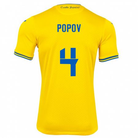 Kandiny Kinder Ukraine Denys Popov #4 Gelb Heimtrikot Trikot 24-26 T-Shirt Österreich