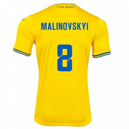 Kandiny Kinderen Oekraïne Ruslan Malinovskyi #8 Geel Thuisshirt Thuistenue 24-26 T-Shirt België