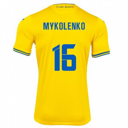 Kandiny Kinderen Oekraïne Vitaliy Mykolenko #16 Geel Thuisshirt Thuistenue 24-26 T-Shirt