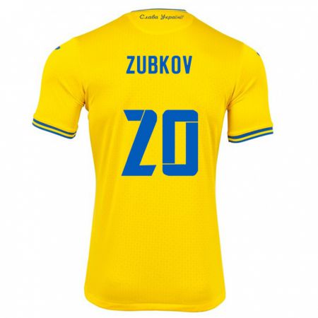 Kandiny Bambino Maglia Ucraina Oleksandr Zubkov #20 Giallo Kit Gara Home 24-26 Maglietta