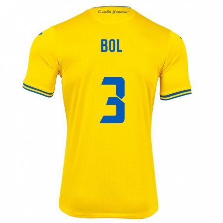 Kandiny Bambino Maglia Ucraina Anton Bol #3 Giallo Kit Gara Home 24-26 Maglietta